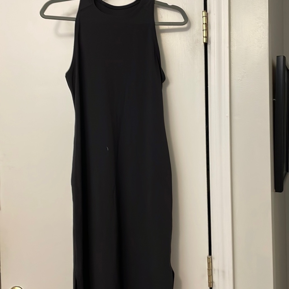 Lululemon maxi dress in black side slit gently worn. Size small